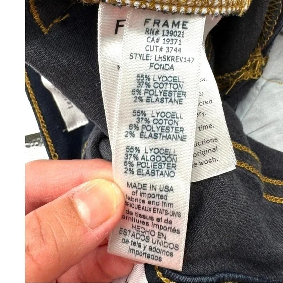 Frame Denim Revolve Le High Raw Edge Hem Ankle Slit Rivet Skinny Jeans Fonda - Picture 14 of 16